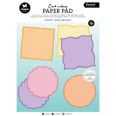 SL Bloc de papier pour la création de cartes 3 « Happy and Bright Essentials » (20 feuilles)