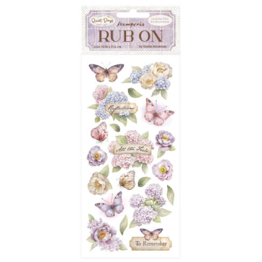 Stamperia Quiet Days Rub-On 4"X8.5" - Hydrangea And Butterfly