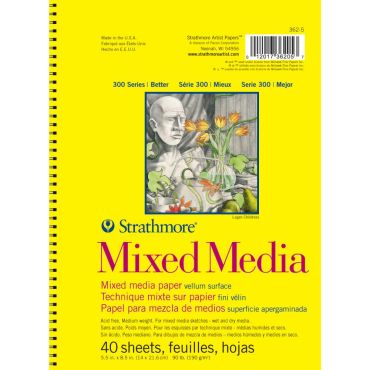 STRATHMORE BLOC DE PAPIER VELIN MIXED MEDIA VELLUM SPIRAL 5.5X8.5 40 FEUILL