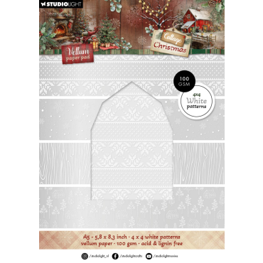 SL Ensemble de papier Vélin Backgrounds Cottage Christmas 16 Feuilles