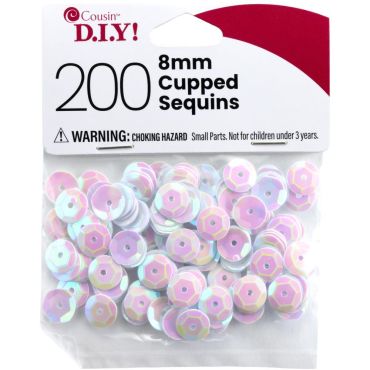 COUSINDIY PAILLETTES EN COUPE, WHITE IRIDESCENT, 8MM 200/PAQUET