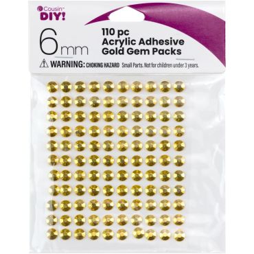 COUSINDIY ACRYLIC ADHESIVE GEMS 6MM - GOLD