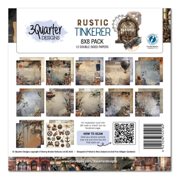 3Quarter Designs Ensemble de papier 8x8 - Rustic Tinkerer