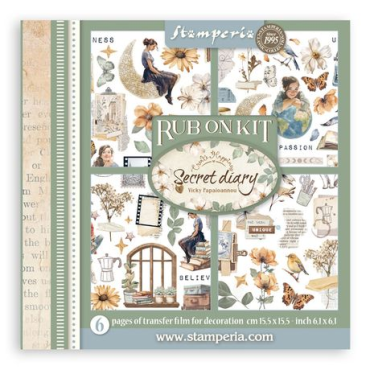 Stamperia Secret Diary - Assortiment de Rub-On - 6/Pqt