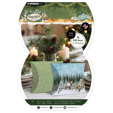 SL Giftbox Paper Pad Pillowbox Christmas Forest 18 feuilles