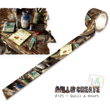 AALL and Create - Washi Tape 25mm x 10m - Quill & Heart #125 (Layer-It-Up!)