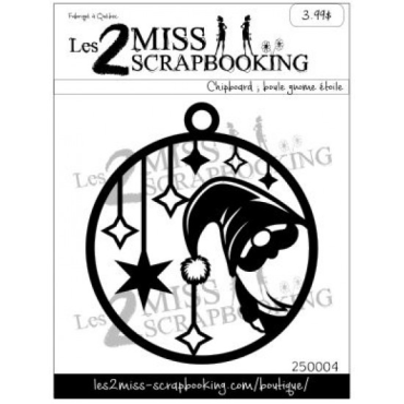 Les 2 Miss Scrapbooking Chipboard : Boule Gnome Noel