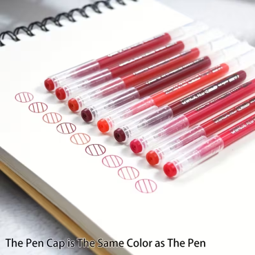 Languo - LG-D0576 Chinese Red - Lot de 9 stylos gel à pointe fine, 0.6mm