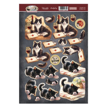 Hunkydory Feuille Decoupage Topper - Tuxedo Cat & Black Cat