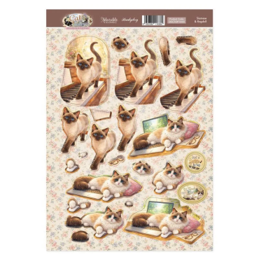 Hunkydory Feuille Decoupage Topper - Siamese & Ragdoll