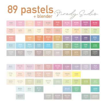 Firedy Studio - Ensemble de Crayons à l'alcool Pastel - 89 couleurs pastels et un blender