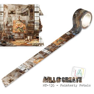 Aall and Create Washi Tape 25mm x 10m - Painterly Petals (Layer-It-Up)