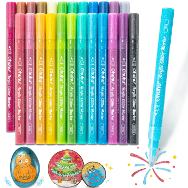 Ohuhu Marqueurs acryliques à paillettes métalliques, 24 couleurs - pointe de 0,7 mm