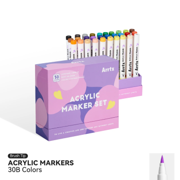 Arrtx 30B Marqueurs de peinture acrylique avec pinceaux