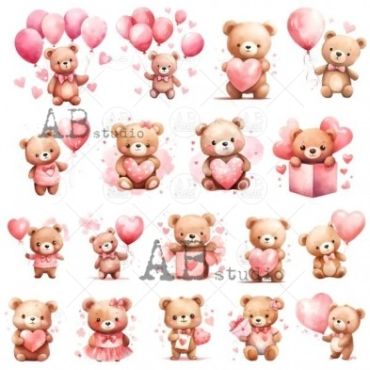 AB STUDIO DIE-CUTS MILKY VALLEY ID-38 - DEAR TEIDY BEARS, 18 PIECES
