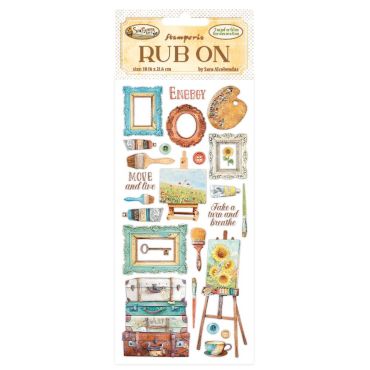 Stamperia Rub-On 4X8.5 - Sunflower Art Brushes And Frames