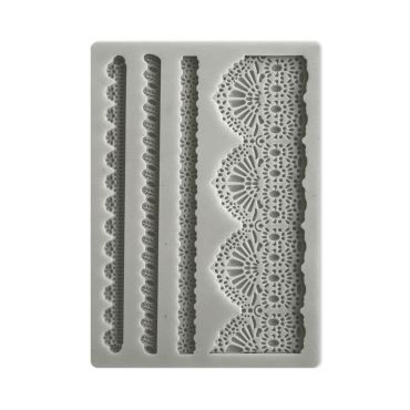 STAMPERIA MOULE EN SILICONE A6 - SUNFLOWER ART LACES AND BORDERS