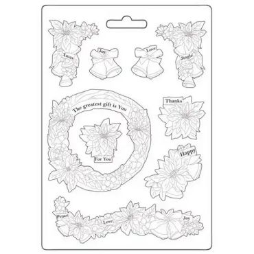STAMPERIA POINSETTIA AND GARLANDS MOULE  A5