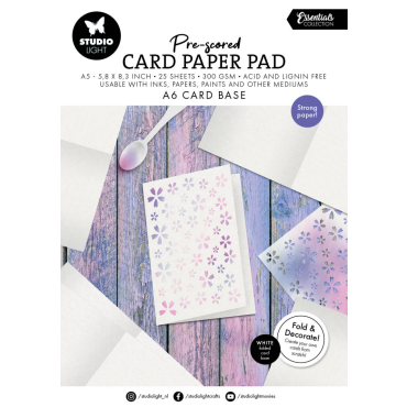 SL Base de Carte en papier cartonné pré-plié, blanc, format A6, 25 feuilles. Cards Essentials