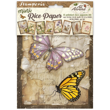 Stamperia All Around - Mini Papier de riz imprimé A6, 8 feuilles