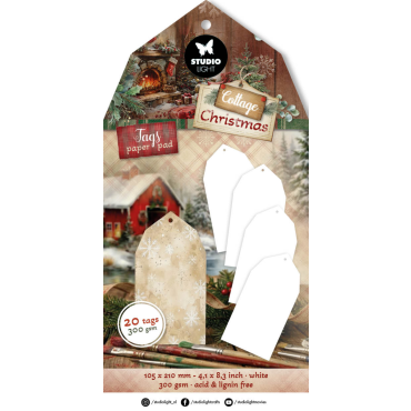 SL Ensemble de papier à étiquettes (Tags) blanc - Cottage Christmas 20 Feuilles