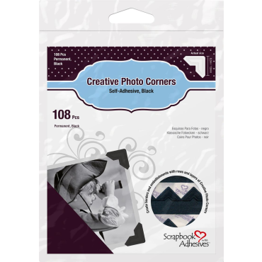 Scrapbook Adhesives Coins de papier adhésifs pour photos, Paquet de 108 - Noir