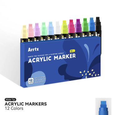Arrtx Lot de 12 marqueurs acryliques jumbo (pointes larges de 10 mm)