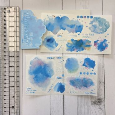 Ocean Blue, 2 Sheets/pack Watercolor Transfer Stickers