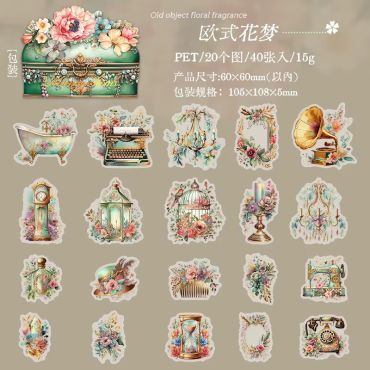 ANTIQUE ITEMS - EUROPEAN FLOWER DREAM - VERT