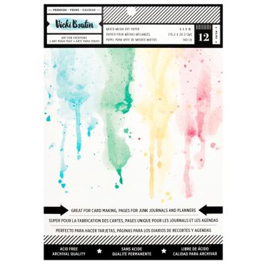 VICKI BOUTIN PAPIERS MIXED MEDIA 6X8 12/PAQUET BRIGHT WHITE SMOOTH WATERCOL