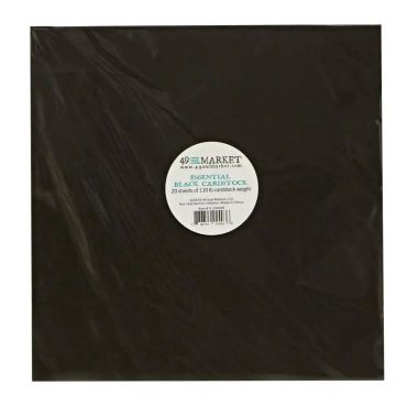 49 & MARKET ESSENTIAL BLACK CARDSTOCK 20 FEUILLES