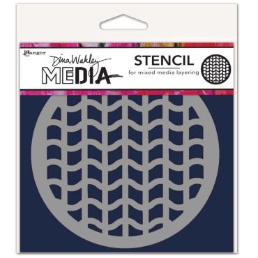 DINA WAKLEY MEDIA STENCILTIRE TRACKS COASTER 5X5
