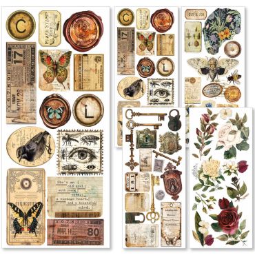 CIAO BELLA CABINET OF CURIOSITIES -  FEUILLES ADHESIVES TRANSPARENTES 5/PQT