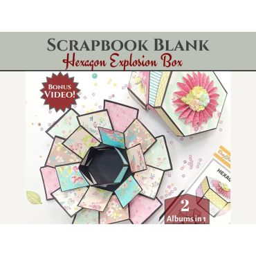 CRAFTREAT SCRAPBOOK BLANKS - HEXAGON EXPLOSION BOX - COULEUR NOIR ET KRAFT
