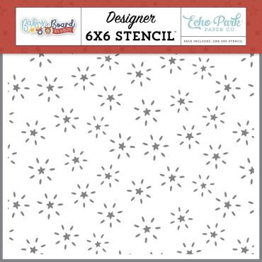 BABY ON BOARD BOY STENCIL 6X6 - BORN TO SHINE STARS