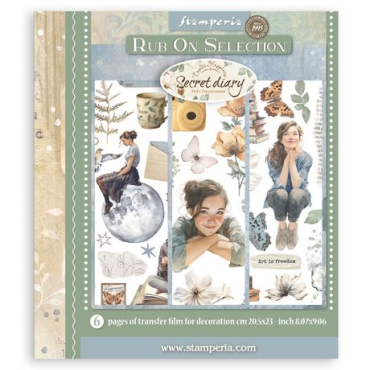 Stamperia Secret Diary - Sélection de Rub-On 8X9 - 6/Pqt