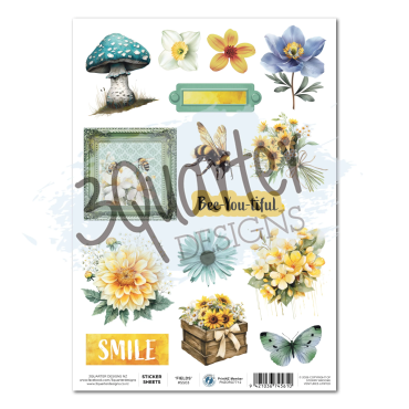 3Quarter Designs - Honey Fields - Feuille d'autocollants A4