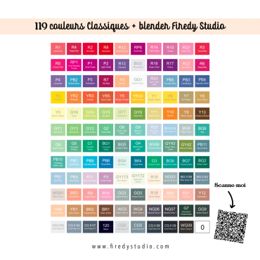 Firedy Studio - Ensemble classique 120 Crayons à l'alcool
