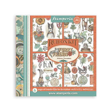 Stamperia Rub on kit cm 15,5x15,5, 6 pages - Furry Friends