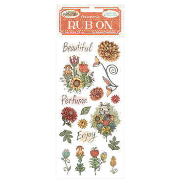 Stamperia Rub-on 10,16x21,6 cm - Furry Friends flowers