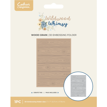 Crafter's Companion Wildwood Whimsy - Wood Grain 5" x 7" Plioir de gaufrage 3D