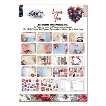 3QUARTER DESIGNS LOVE YOU 6X4 CARD PACK