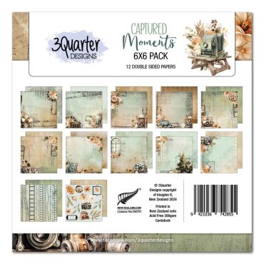 3QUARTER DESIGNS, CAPTURED MOMENTS, COLLECTION DE PAPIER 6X6