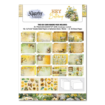 3QUARTER DESIGNS CARTES HEY BUTTERCUP 6X4