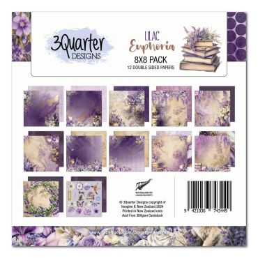 3QUARTER DESIGNS LILAC EUPHORIA ENSEMBLE DE PAPIER 8X8 A MOTIF