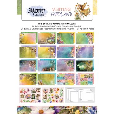 3 QUARTER DESIGNS ENSEMBLE DE CARTES 6X4 VISITING FAIRYLAND