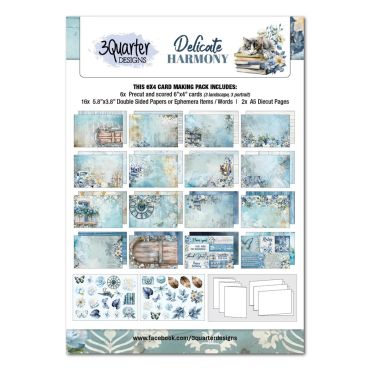 3 QUARTER DESIGNS ENSEMBLE DE CARTES 6X4 DELICATE HARMONY