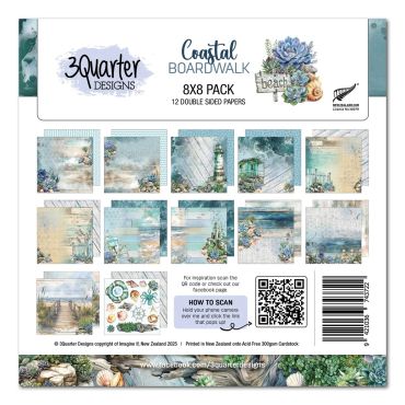 3QUARTER DESIGNS COASTAL BOARDWALK ENSEMBLE DE PAPIER 8X8
