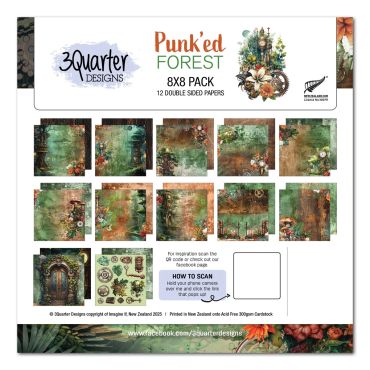 3QUARTER DESIGNS PUNK'ED FOREST - ENSEMBLE DE PAPIER 8X8