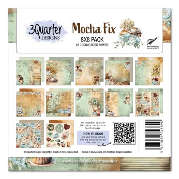3QUARTER DESIGNS MOCHA FIX - ENSEMBLE DE PAPIER 8X8